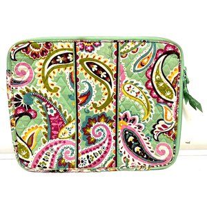 Vera Bradley Laptop Sleeve Computer Padded Case Tutti Frutti Mint Green Paisley